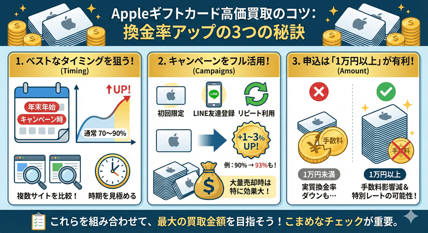 Appleギフトカード買取サイトの換金率の時期相場など 換金率を上げる3つの秘訣