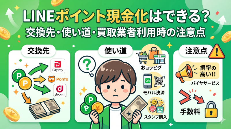 LINEポイント現金化はできる？交換先・使い道・買取業者利用時の注意点