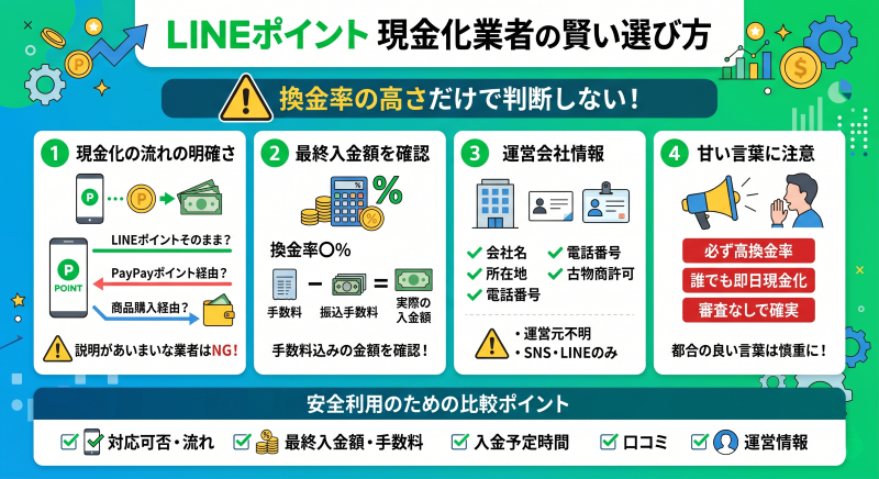 LINEポイント現金化業者の選び方