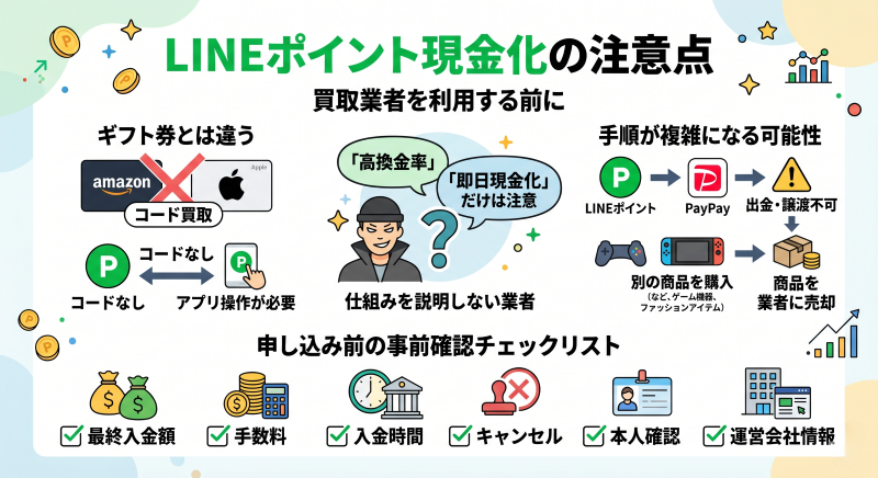 LINEポイント現金化を業者に依頼する前に確認すること