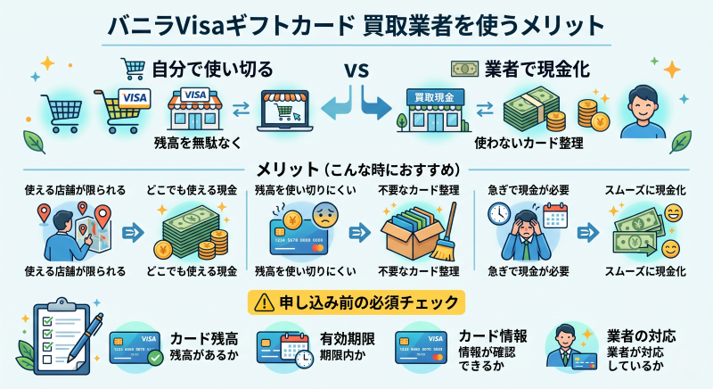 バニラVisaギフトカード買取業者を使うメリット