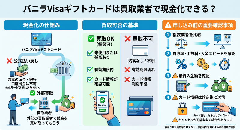 バニラVisaギフトカードは現金化できる？