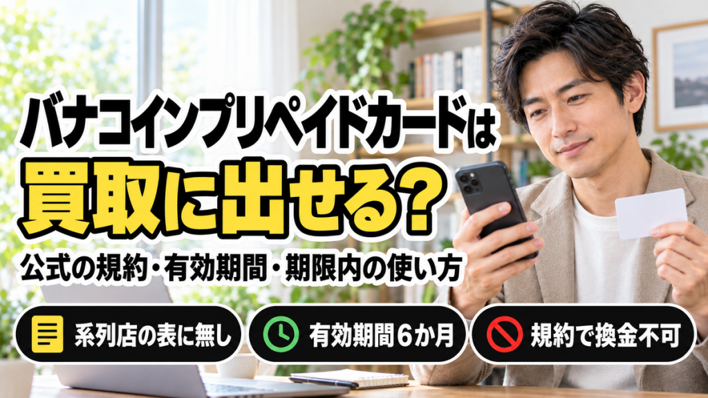 バナコインプリペイドカードは買取に出せる？公式の規約・有効期間・期限内の使い方を確認