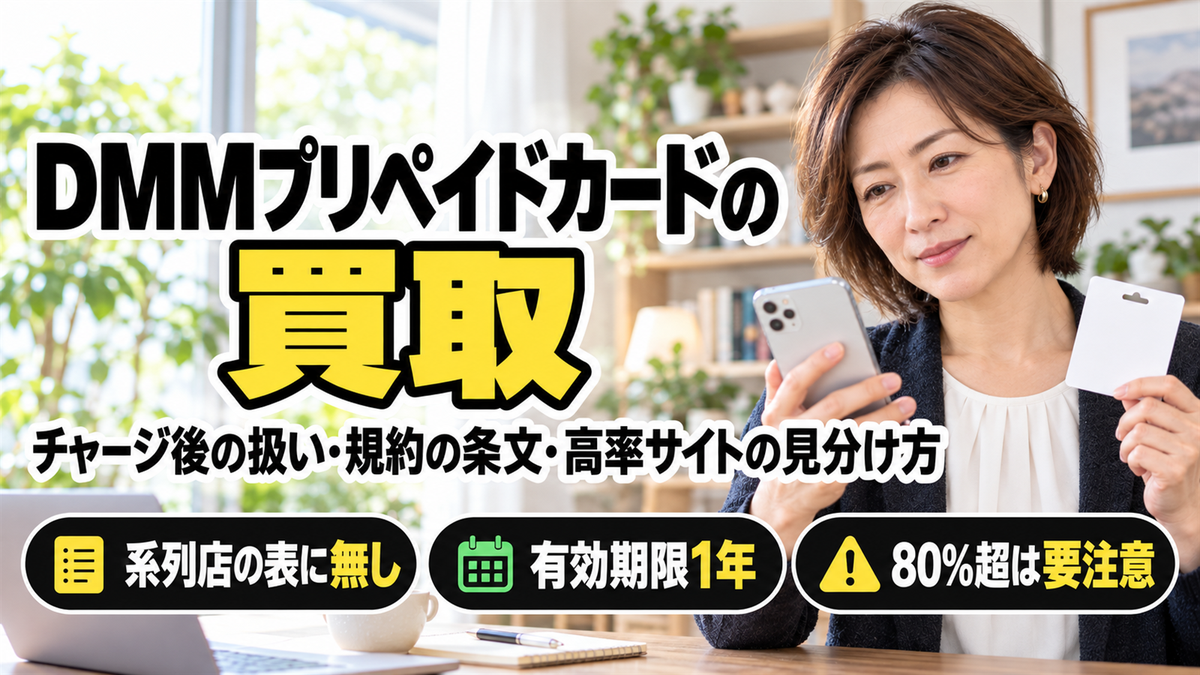 DMMプリペイドカードの買取は公式で確認！チャージ後の扱い・規約の条文・高率を掲げるサイトの見分け方