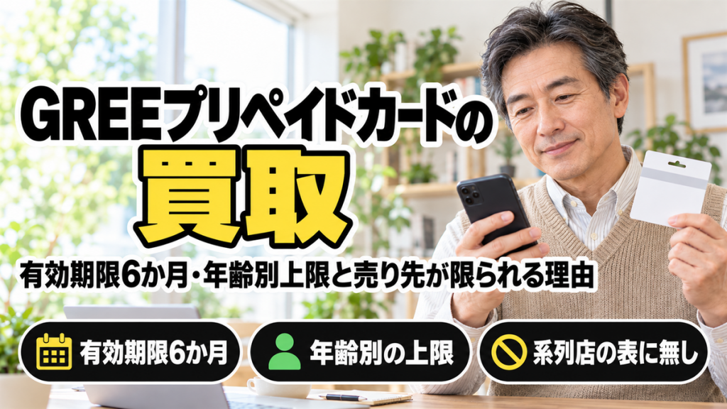 GREEプリペイドカードは買取に出せる？有効期限6か月・年齢別上限と、売り先が限られる理由