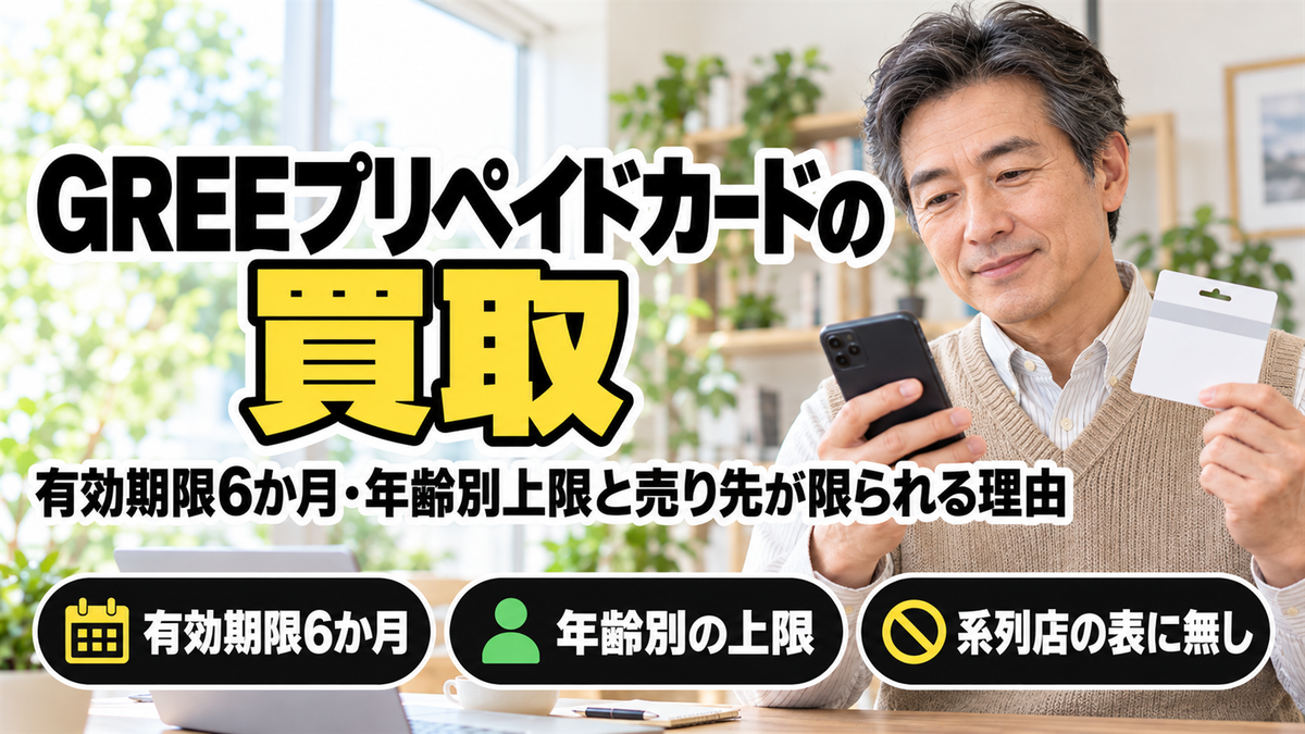 GREEプリペイドカードは買取に出せる？有効期限6か月・年齢別上限と、売り先が限られる理由