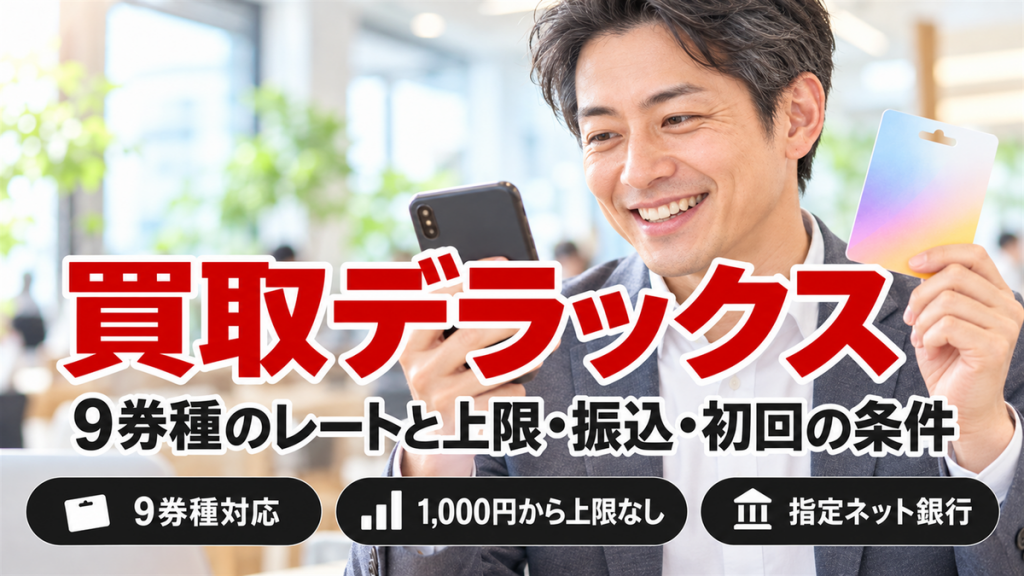 買取デラックスの運営情報は公式で確認！9券種のレートと上限・振込・初回の条件