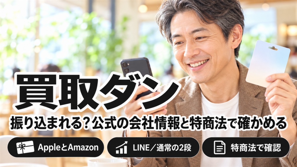 買取ダンは振り込まれる？公式の会社情報と特商法の表記で確かめる（Apple・Amazon）