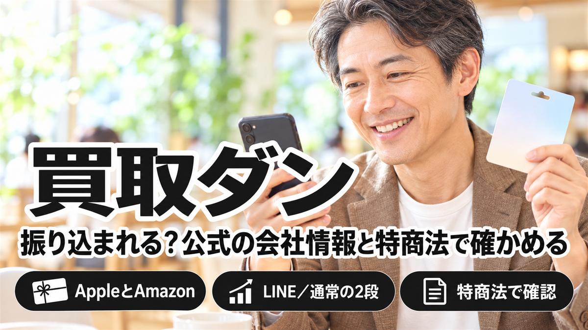 買取ダンは振り込まれる?公式の会社情報と特商法の表記で確かめる(Apple・Amazon)