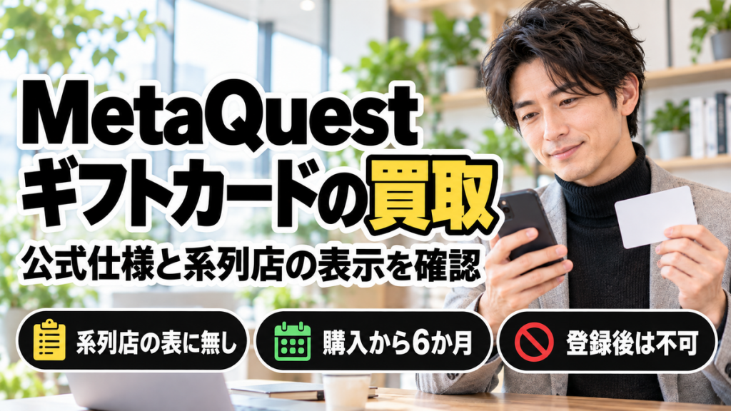 MetaQuestギフトカード買取現金化 VRコンテンツやアプリケーションを購入に欠かせない