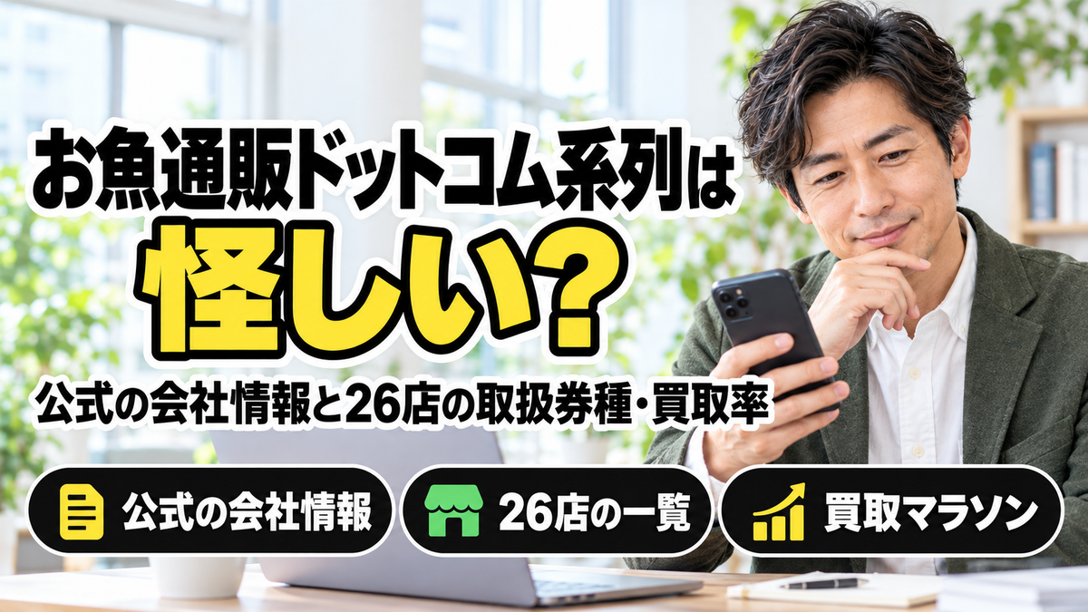 お魚通販ドットコム系列は怪しい？公式の会社情報と26店の取扱券種・買取率を2026年10月14日時点で確認