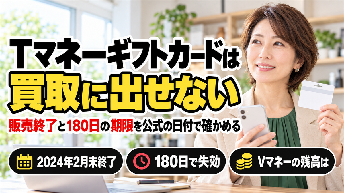 Tマネーギフトカードは買取に出せない？販売終了と180日の期限を公式の日付で確かめる
