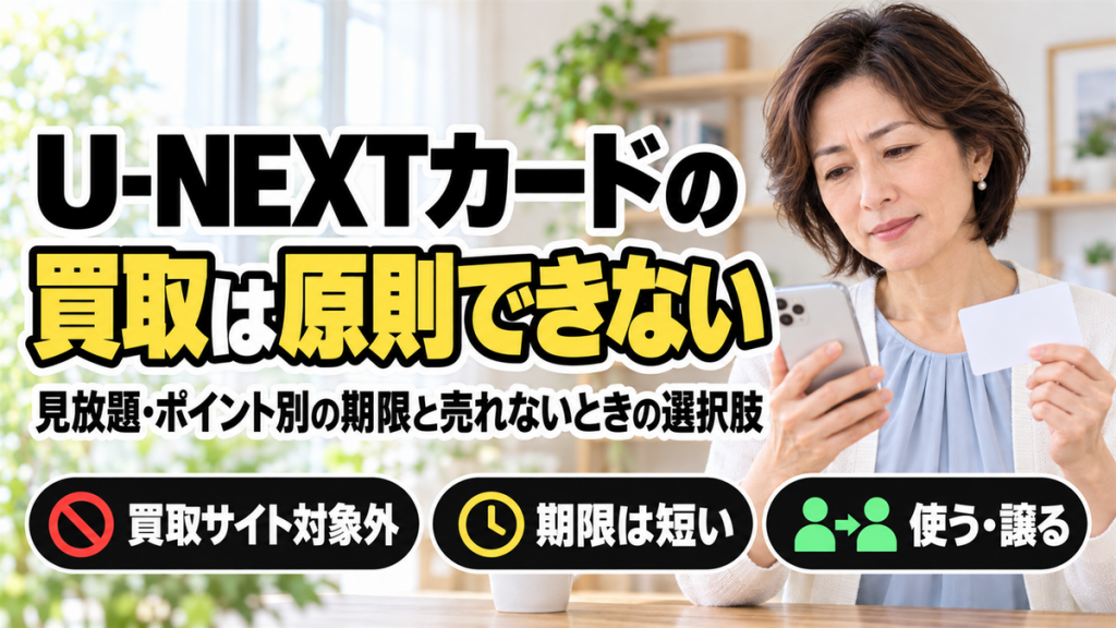 U-NEXTカードの買取は原則できない！見放題・ポイント別の期限と、売れないときの選択肢