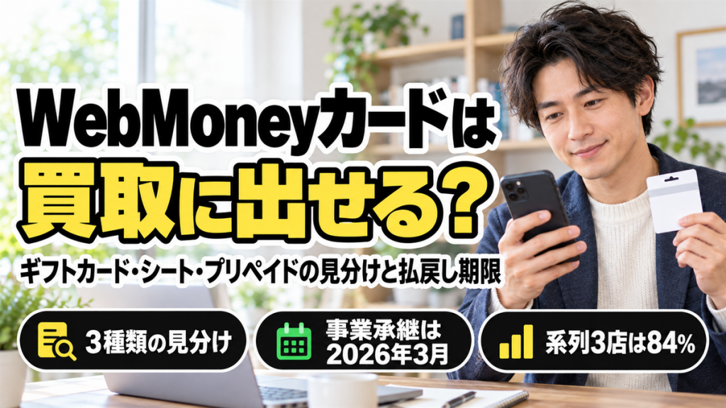 WebMoneyカードは買取に出せる？ギフトカード・シート・プリペイドカードの見分けと払戻し期限